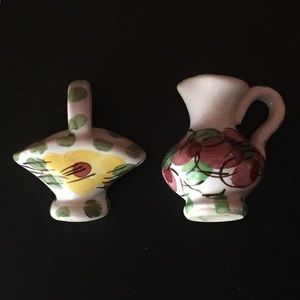 Set of 2 miniature hand painted porcelain floral